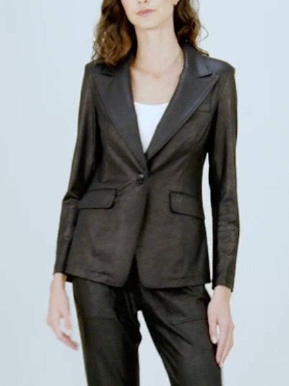 Clara Sunwoo Liquid Leather Blazer Black